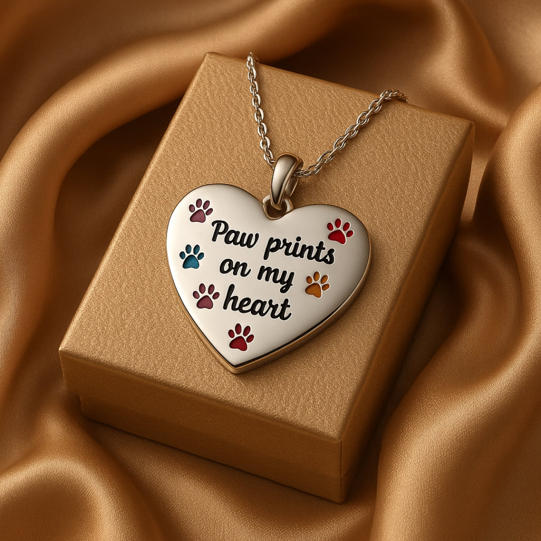 Paw Prints On My Heart Necklace
