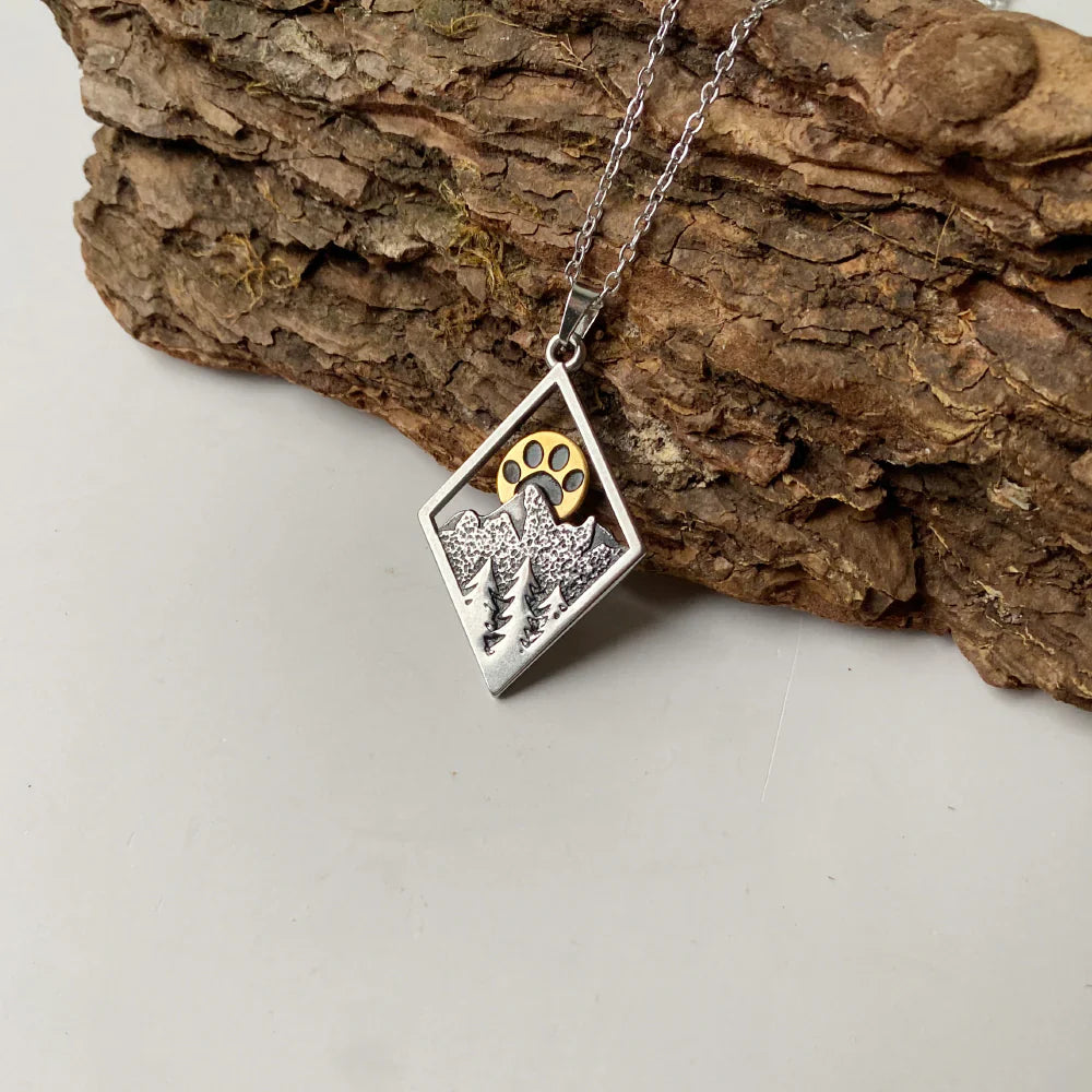 Paw Sunset Mountain Necklace