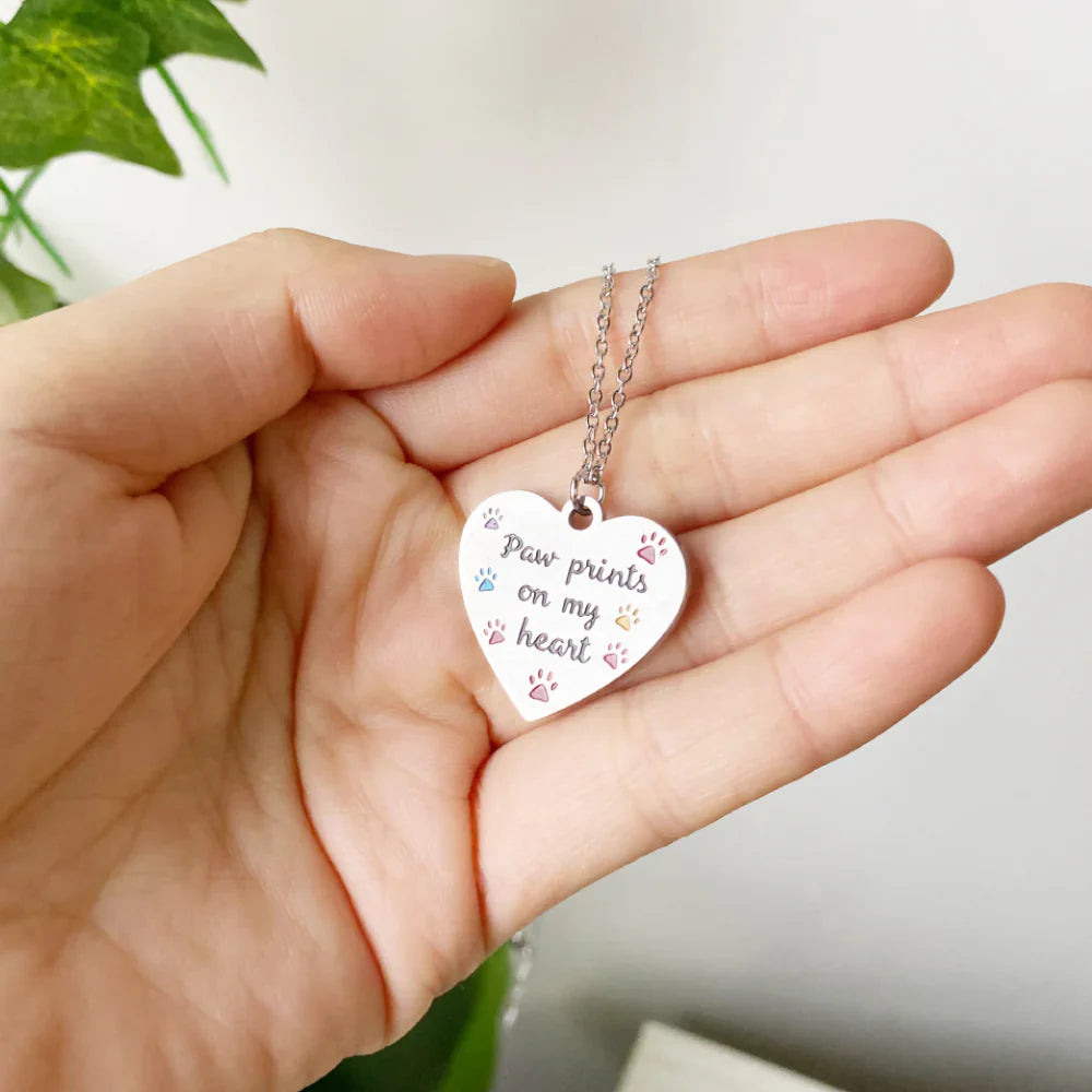Paw Prints On My Heart Necklace