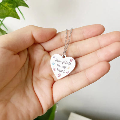 Paw Prints On My Heart Necklace