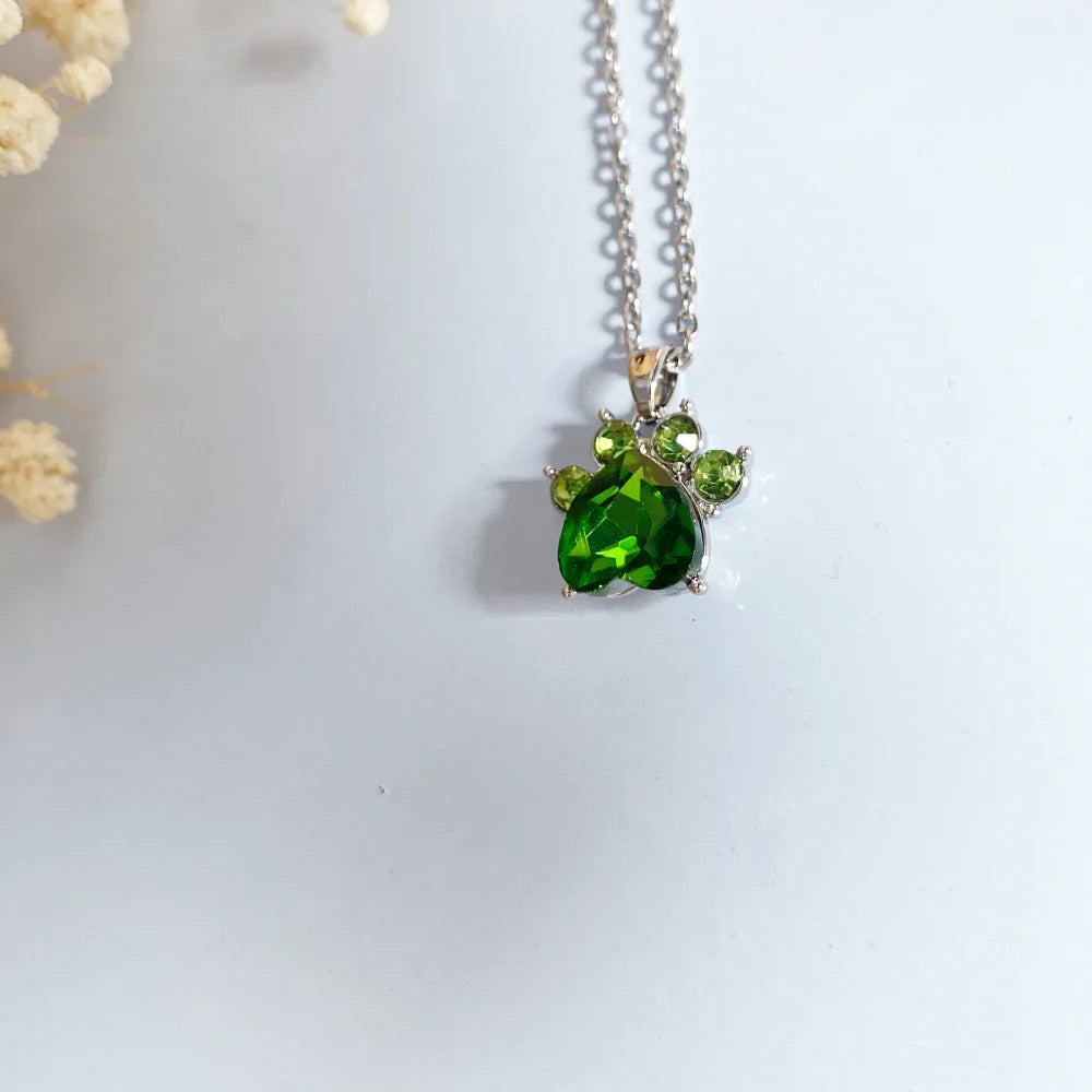 Paw Print Birthstone Necklaces