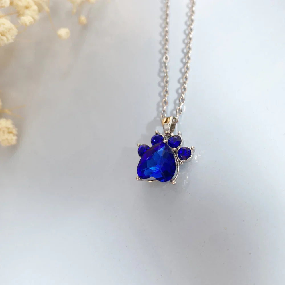 Paw Print Birthstone Necklaces