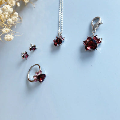 Paw Print Birthstone Jewelry Set