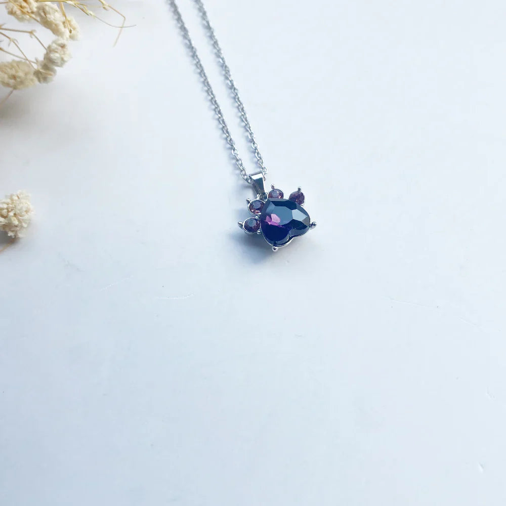 Paw Print Birthstone Necklaces