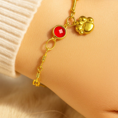 Gold Paw Birthstone Bracelets