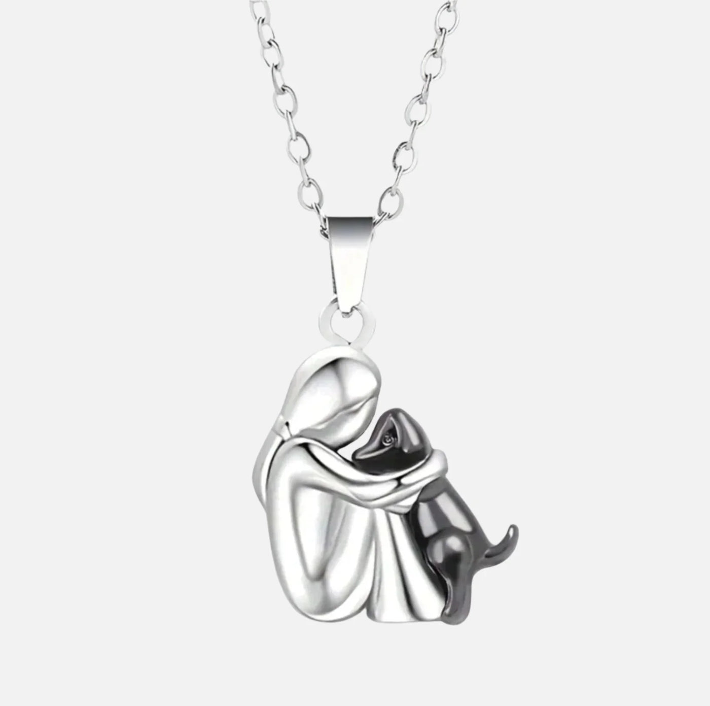 Silver & Gold Hug Dog Necklace