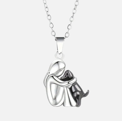 Silver & Gold Hug Dog Necklace