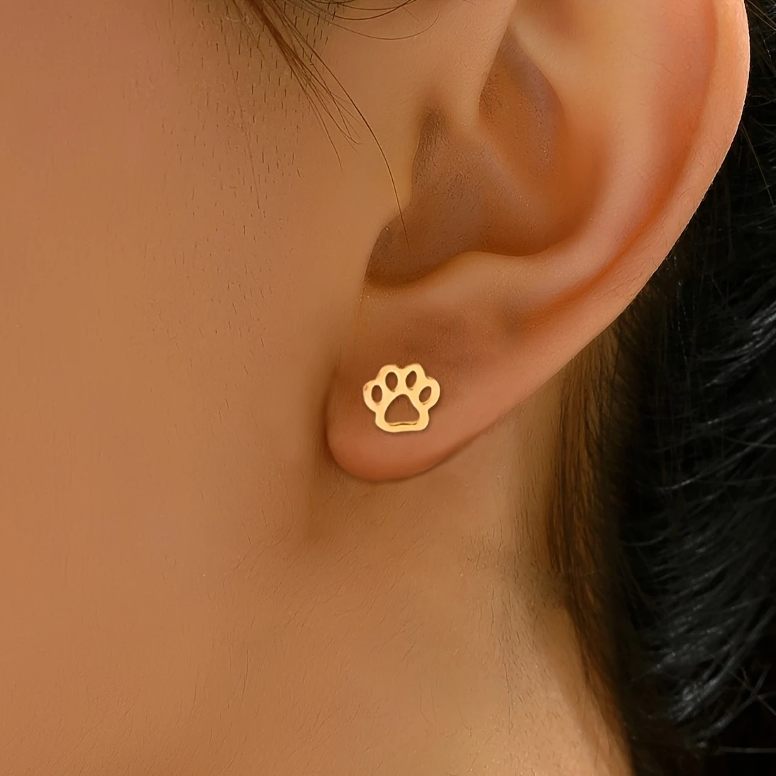 Golden Hollow Paw Earrings