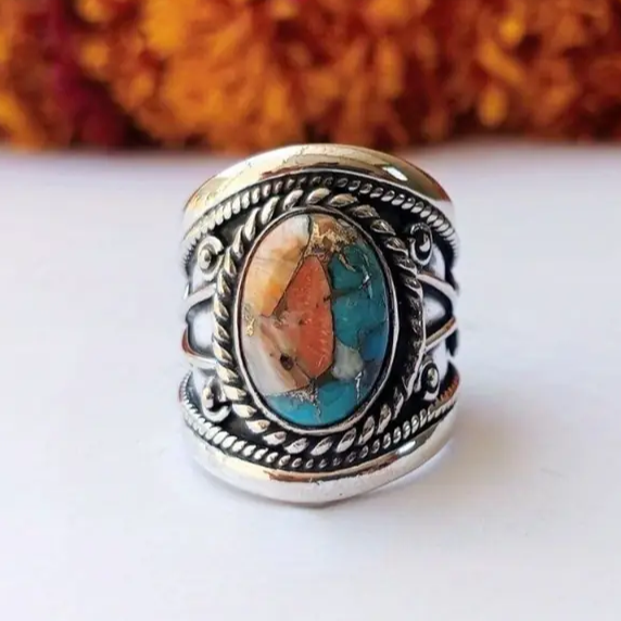 Colorful Inlaid Stone Layer Ring